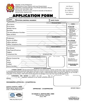 Permit to Carry Firearms Outside Residence (PTCFOR) Application.